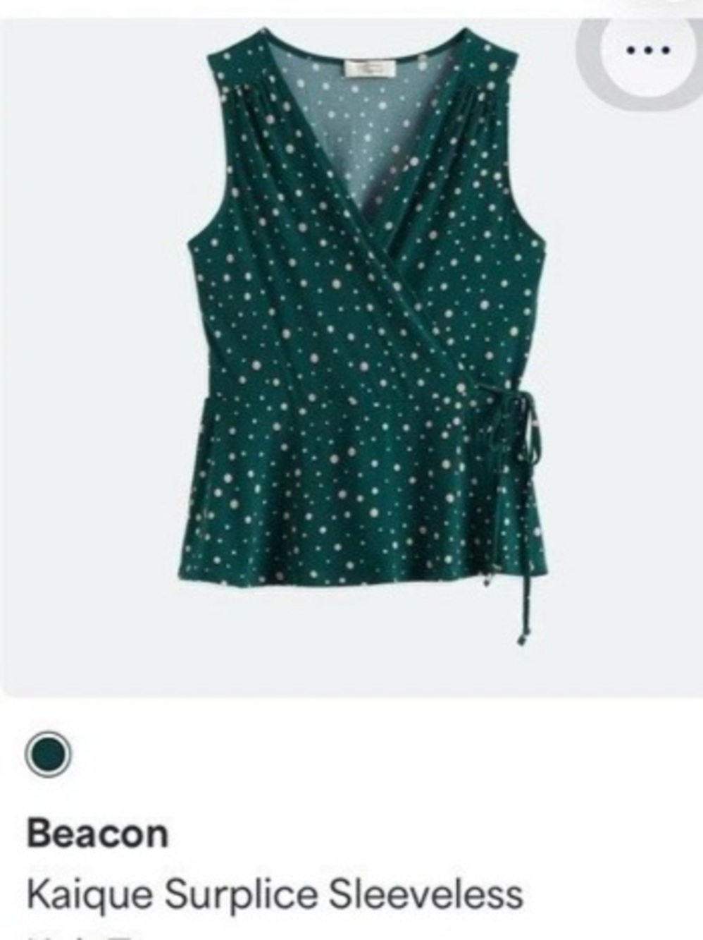 Beacon Kaique Surplice Sleeveless Knit Polka Dot Green Tank Top Size XL